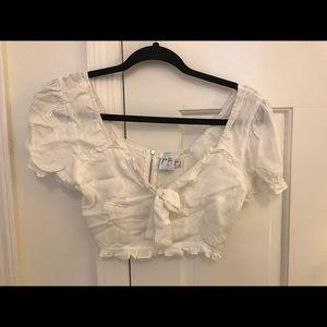 Princess Polly cropped white blouse